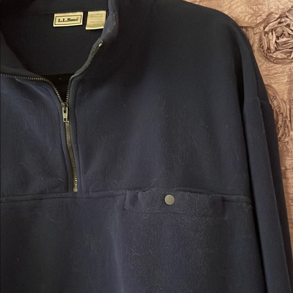 L.L. Bean Blue 1/4 Zip Up Sweater Soft Cozy Fleece - Picture 3 of 7